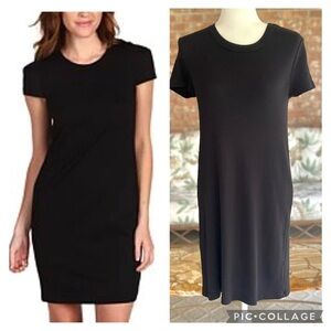 Michael Stars Dress Black Short Sleeve Knit Mini Shirt Sleeve Shift S Casual